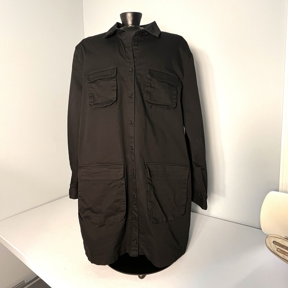Denim Barn Jacket Chore Coat Size 14 Black 4-Pocket - Picture 2 of 8